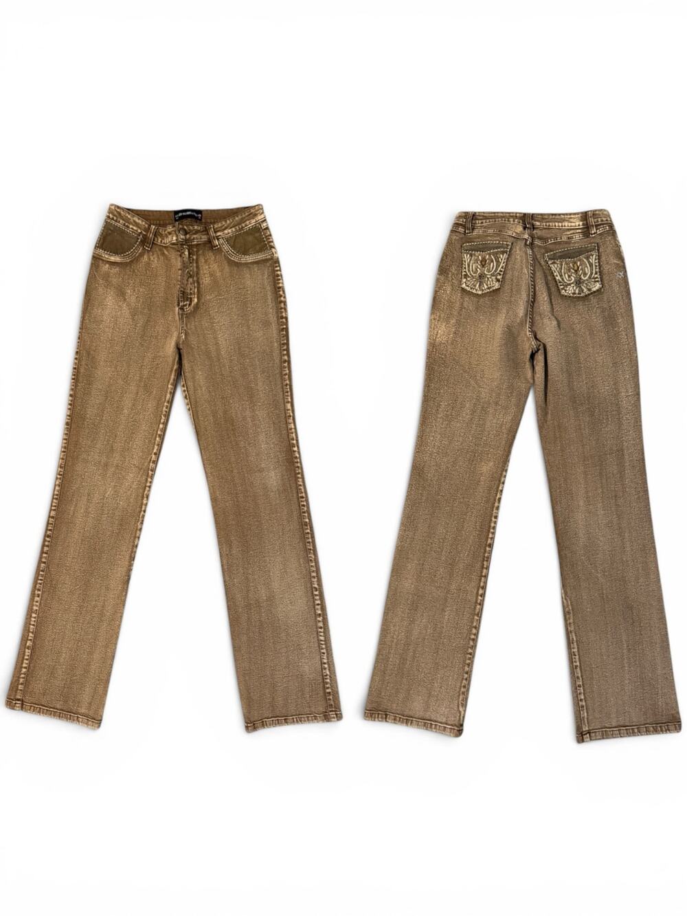 BrazilRoxx Women’s Sz 10 Brown Wash Bootcut Jeans Suede Embroidered Y2K Style